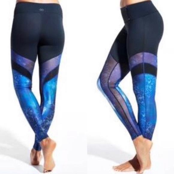 CALIA by Carrie Underwood Womens Blue Floral Mesh Leggings Size M - Picture 2 of 8